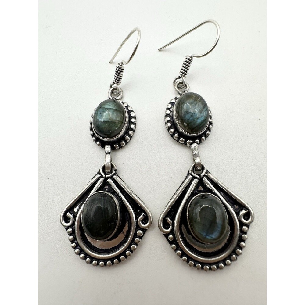 Natural Labradorite Dangle Earrings